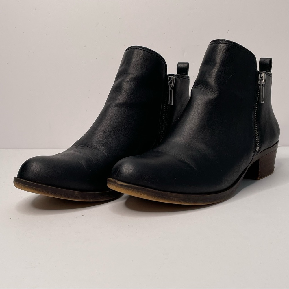 🍀- LUCKY BRAND Black Leather Basel Ankle Booties Women's Size 11